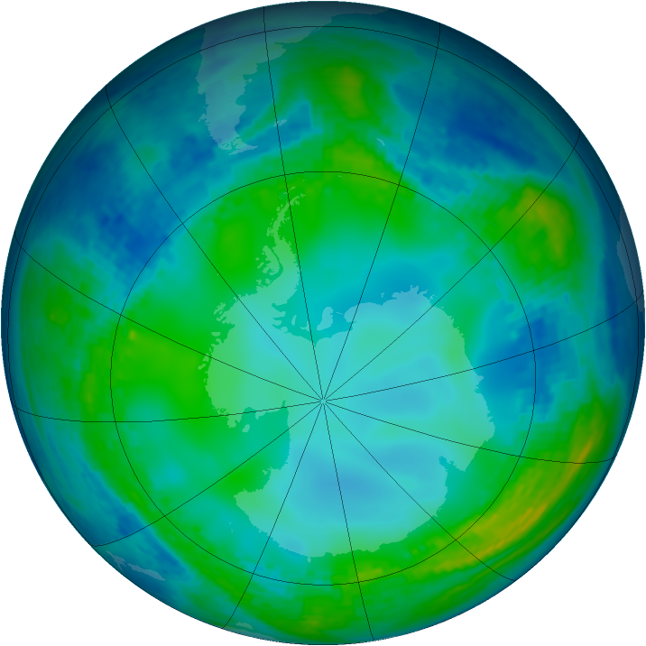 Antarctic ozone map for 27 May 2004